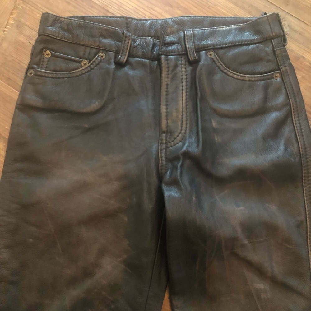 Distressed Leather Lucky Jeans